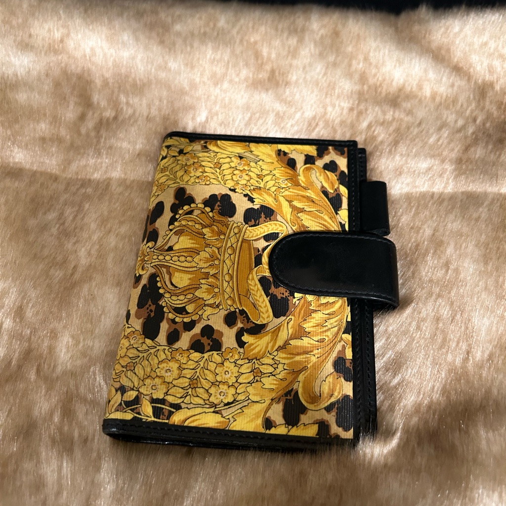 Versace Leather Black And Gold Agenda Rare Stunning!
